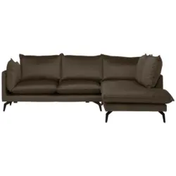 Ecksofa in Samt Braun 241/200 cm