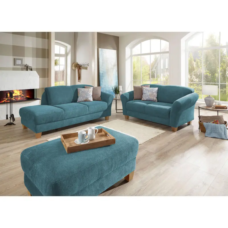 2-Sitzer-Sofa in Flachgewebe Petrol