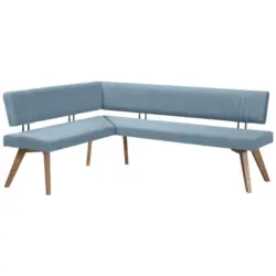 Eckbank 160/180 cm in Hellblau, Wildeiche