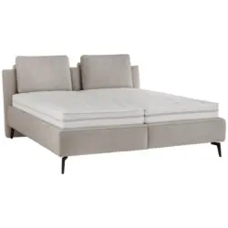 Polsterbett gepolstertes Kopfteil, Bettkasten, Lattenroste, Matratzen Silberfarben 180/200 cm