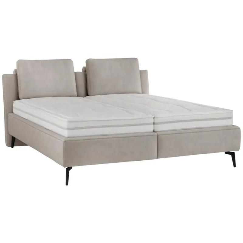 Polsterbett gepolstertes Kopfteil, Bettkasten, Lattenroste, Matratzen Silberfarben 180/200 cm