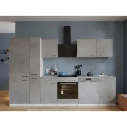 K&uuml;chenblock 310 cm in Grau, Wei&szlig;