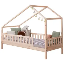 Hausbett Absturzsicherung, Rollrost 100/200 cm in Naturfarben