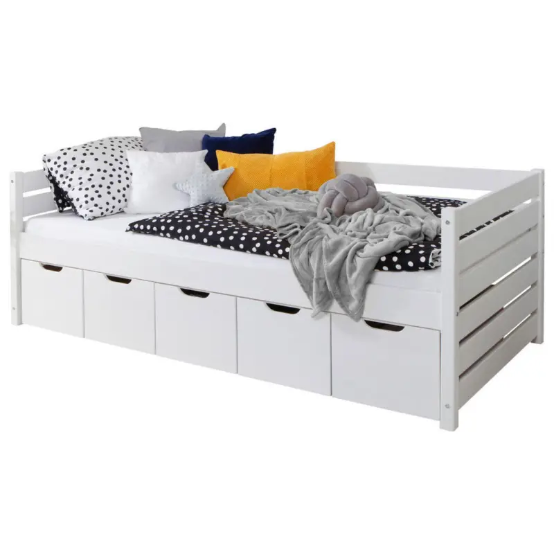 Stauraumbett 90/200 cm in Wei&szlig;