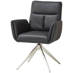 Armlehnstuhl Sitzfl&auml;che 360&deg; drehbar Echtleder