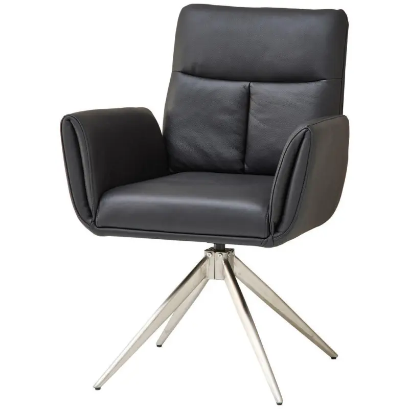 Armlehnstuhl Sitzfl&auml;che 360&deg; drehbar Echtleder