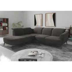Ecksofa ZOE E in Flachgewebe Graphitfarben 267/300 cm