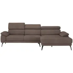 Ecksofa in Velours Braun 295/187 cm