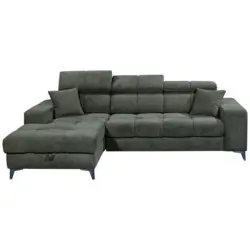 Ecksofa in Chenille Dunkelgr&uuml;n 172/268 cm