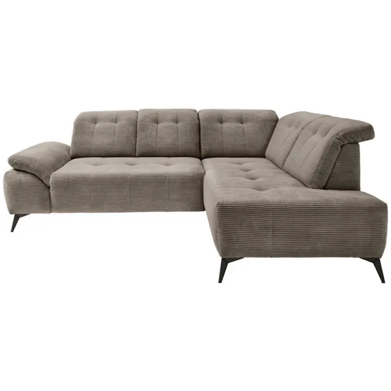 Ecksofa in Cord Graubraun 272/200 cm
