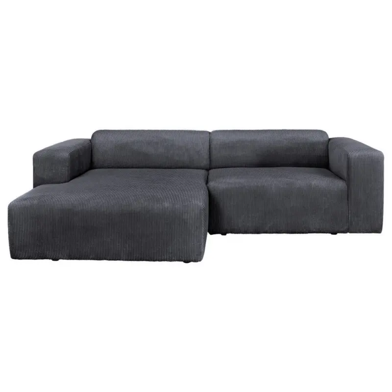 Ecksofa Basma in Cord Graphitfarben 175/298 cm