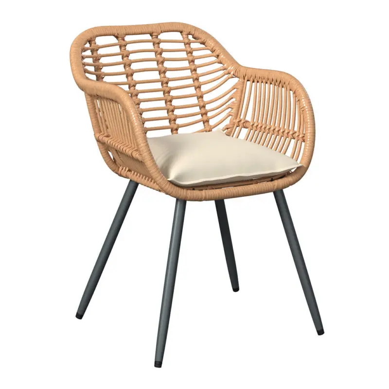 Gartenstuhl Metall, Kunststoff, Textil Grau, Naturfarben, Beige