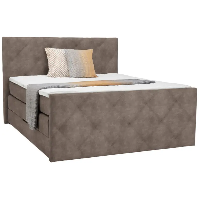Boxspringbett 140/200 cm in Braun, Grau