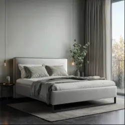 Polsterbett gepolstertes Kopfteil, Lattenrost, Bettkasten Beige 180/200 cm