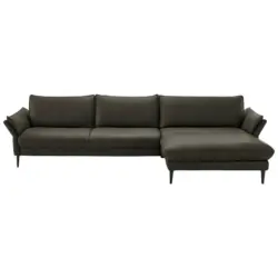Ecksofa in Echtleder Graubraun 334/172 cm