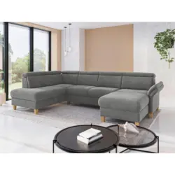 Wohnlandschaft Glendale E in Flachgewebe Grau