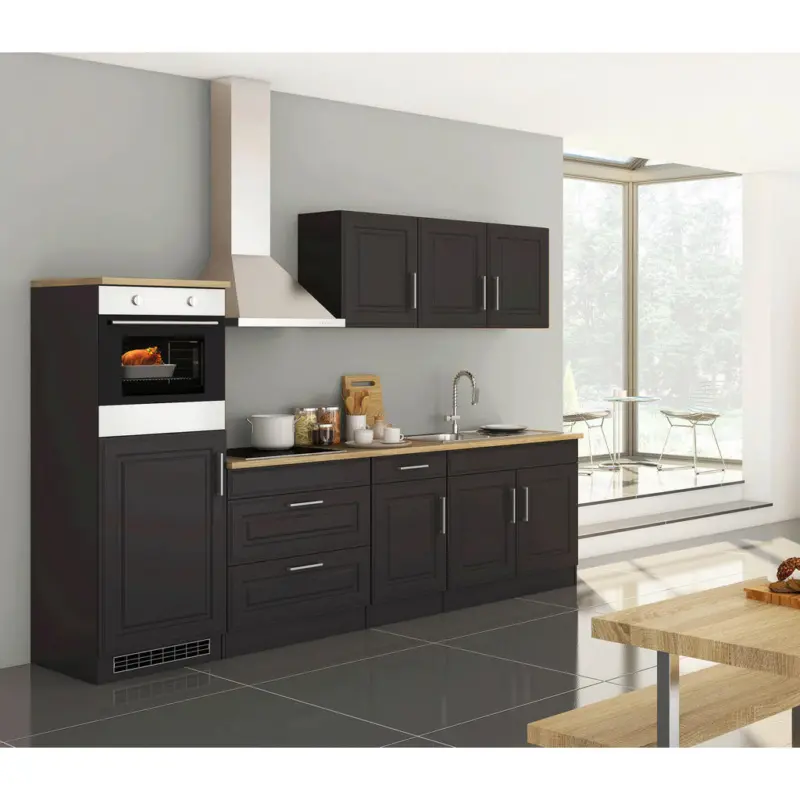 K&uuml;chenblock 290 cm in Graphitfarben, Sonoma Eiche