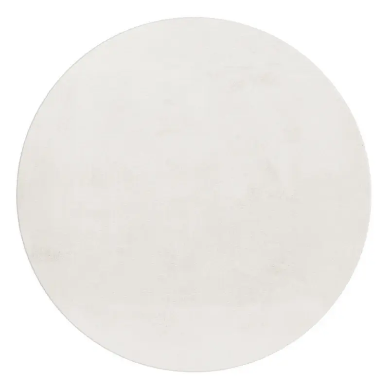 Hochflorteppich 160/160 cm Pouffy Wei&szlig;