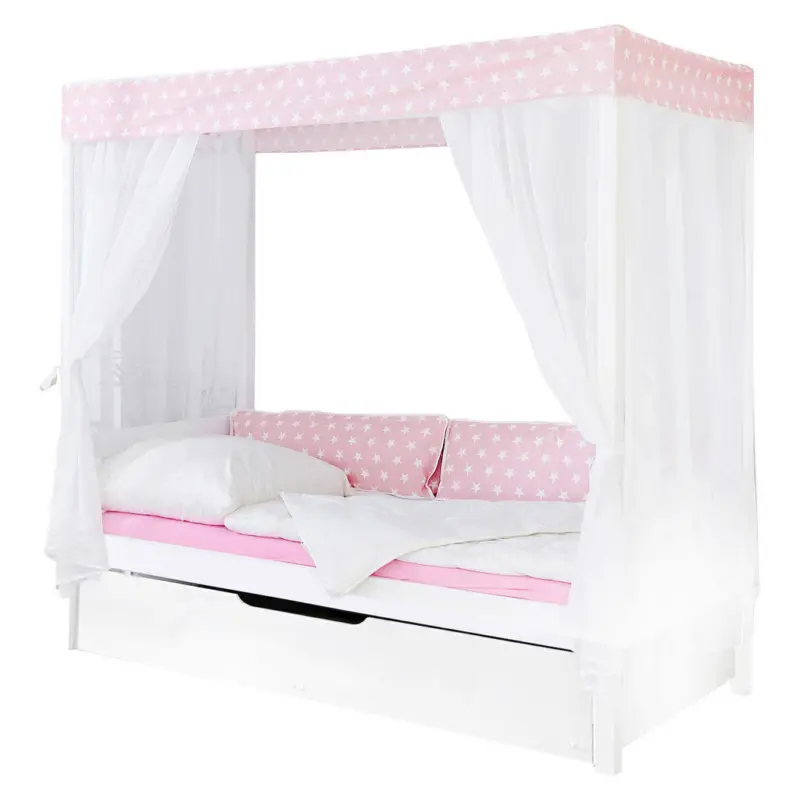 Himmelbett 90/200 cm in Rosa, Wei&szlig;