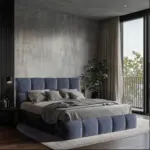 XXXLutz Lauterach - Ihr M&ouml;belhaus bei Bregenz Polsterbett gepolstertes Kopfteil, Lattenrost, Bettkasten Blaugrau 160/200 cm