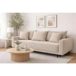 Schlafsofa in Cord, Samt Beige