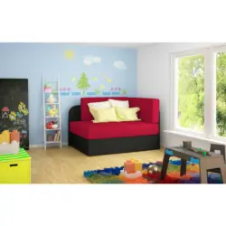 Jugend- UND Kindersofa in Mikrovelours Rot, Schwarz