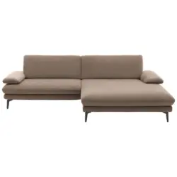 Ecksofa in Velours Hellbraun 284/184 cm