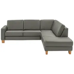 Ecksofa Valdera in Echtleder Grau 257/235 cm