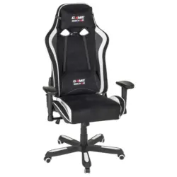 Gamingstuhl in Lederlook, Mikrofaser Schwarz, Wei&szlig;