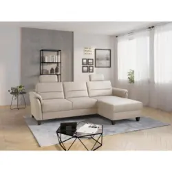 Ecksofa Palmera V in Mikrofaser Beige 244/163 cm