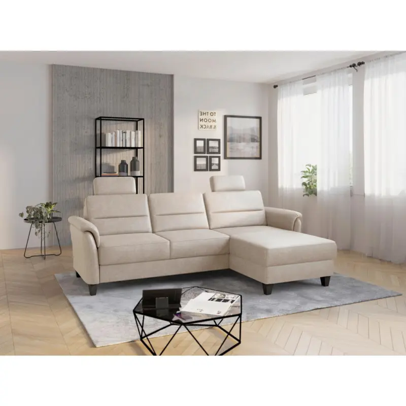 Ecksofa Palmera V in Mikrofaser Beige 244/163 cm