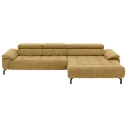 Ecksofa in Chenille Currygelb 329/190 cm