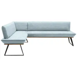 Eckbank 163/223 cm in Schwarz, Eichefarben, Hellblau