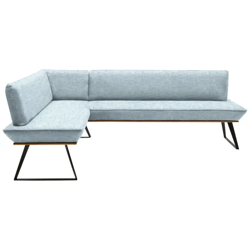 Eckbank 163/223 cm in Schwarz, Eichefarben, Hellblau