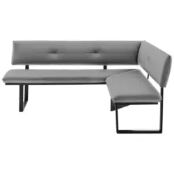 Eckbank 190/150 cm in Schwarz, Hellgrau