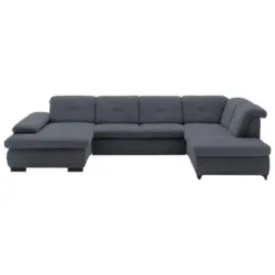 Wohnlandschaft in Webstoff Anthrazit