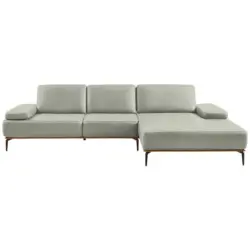 Ecksofa 16580 Sprint in Echtleder Hellgrau 314/176 cm