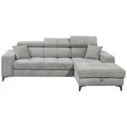 Ecksofa in Chenille Hellgrau 268/172 cm