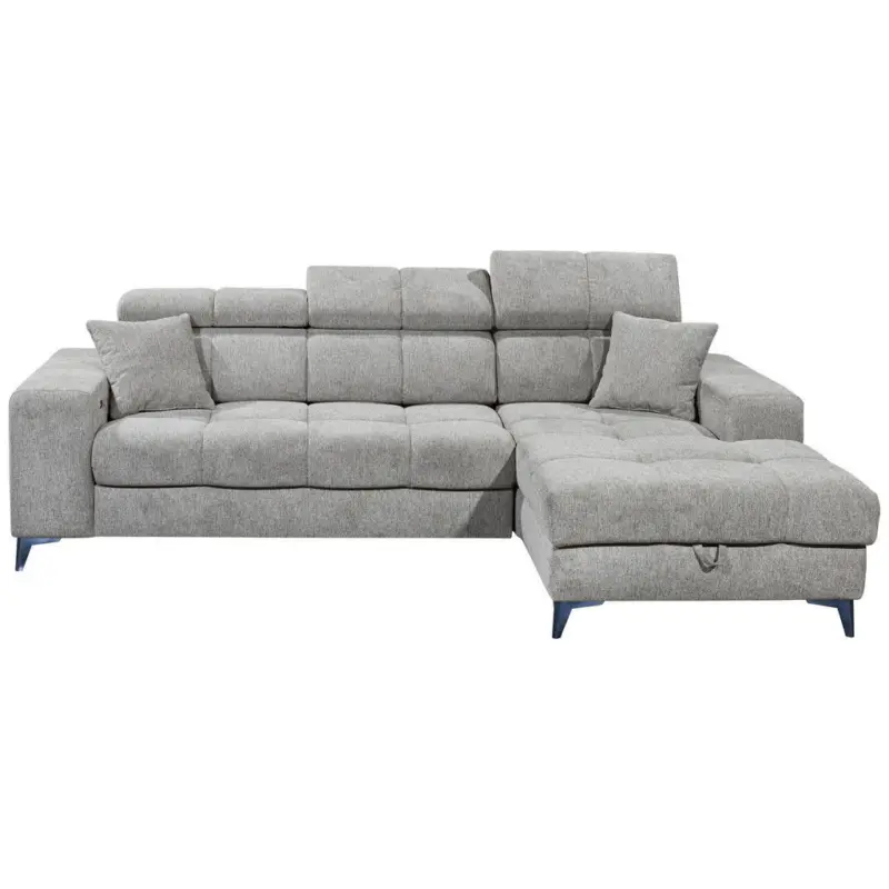 Ecksofa in Chenille Hellgrau 268/172 cm
