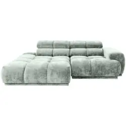 Ecksofa in Flachgewebe Hellblau 150/239 cm