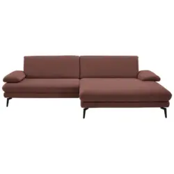 Ecksofa in Chenille, Flachgewebe Weinrot 284/180 cm