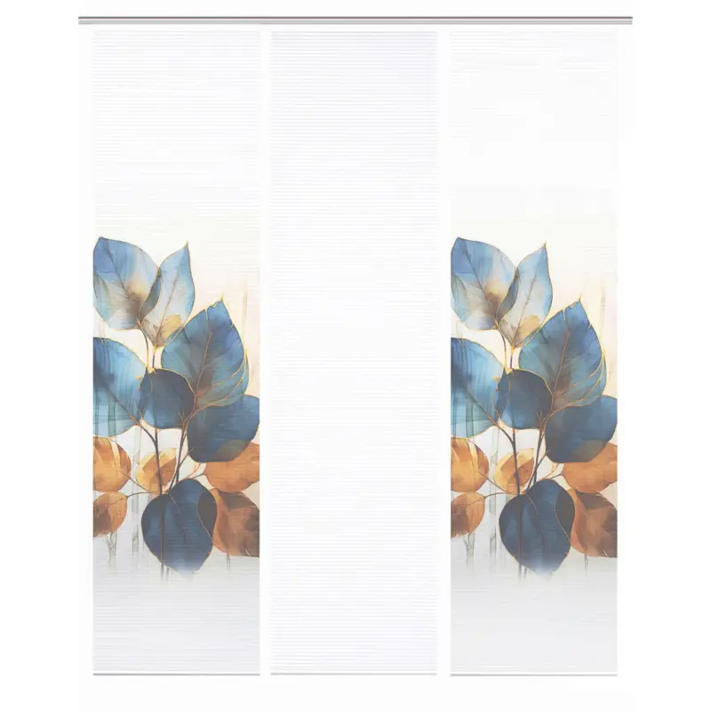 Fl&auml;chenvorhang in Blau, Wei&szlig;, Kupferfarben blickdicht