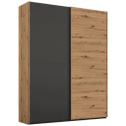 Schwebet&uuml;renschrank in Graphitfarben, Eiche Artisan