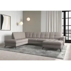 Wohnlandschaft Zora E in Flachgewebe Taupe