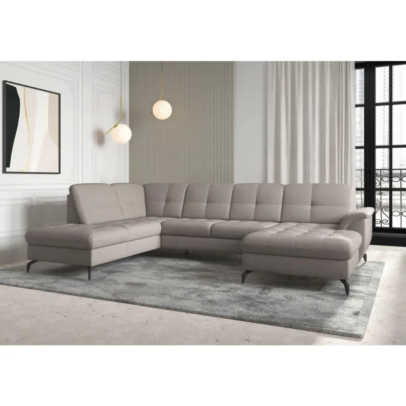 Wohnlandschaft Zora E in Flachgewebe Taupe