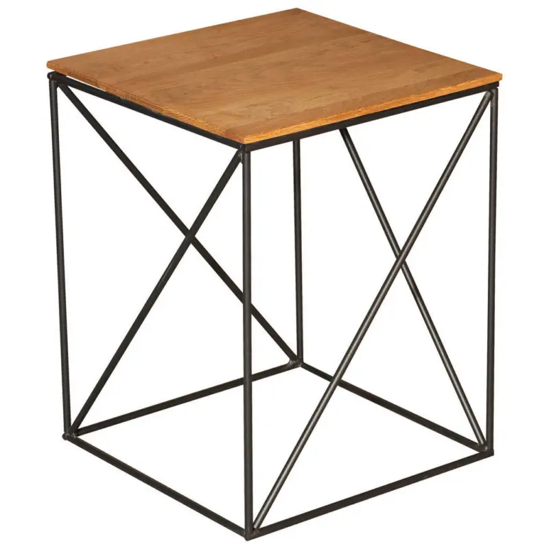 Beistelltisch in Holz, Metall 40/40/50 cm