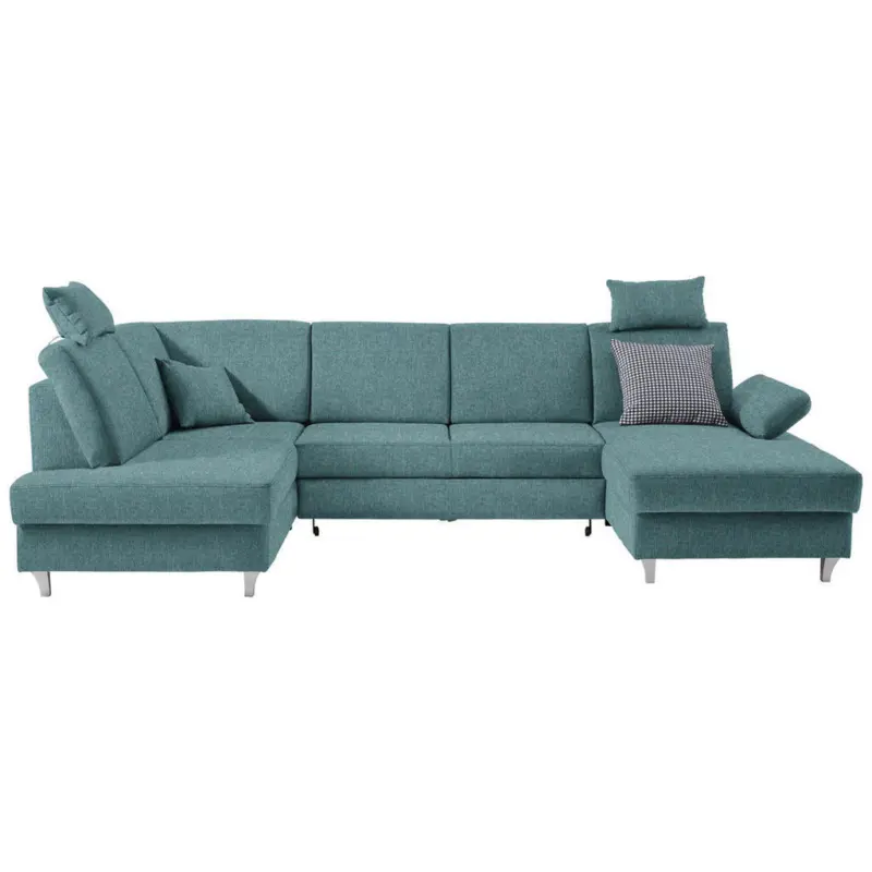 Wohnlandschaft in Webstoff T&uuml;rkis