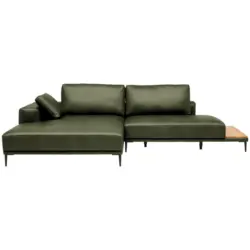 Ecksofa in Echtleder Gr&uuml;n 201/304 cm