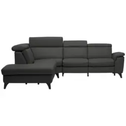 Ecksofa in Echtleder Anthrazit 239/285 cm