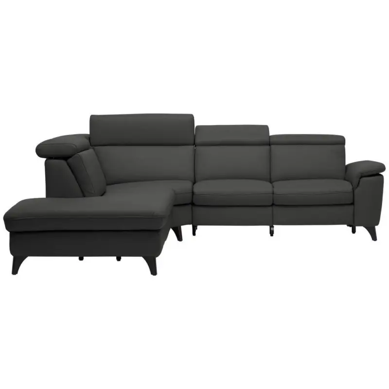 Ecksofa in Echtleder Anthrazit 239/285 cm